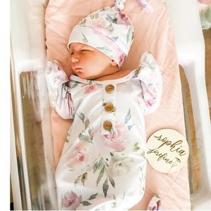 Caden Lane DELANEY'S DUSTY BLUSH FLORAL GOWN & HAT